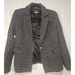 ANDREE By Unit Black White‎ Plaid Sparkly Blazer Size Small